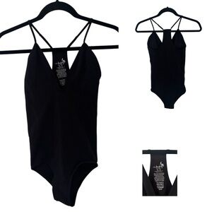 Free People Black Bodysuit